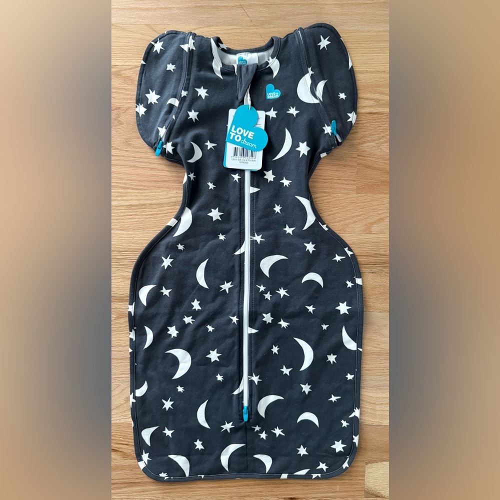 Love to Dream Sleep Sack - Dark Gray with White Stars and Moons Size 00 Med NWT